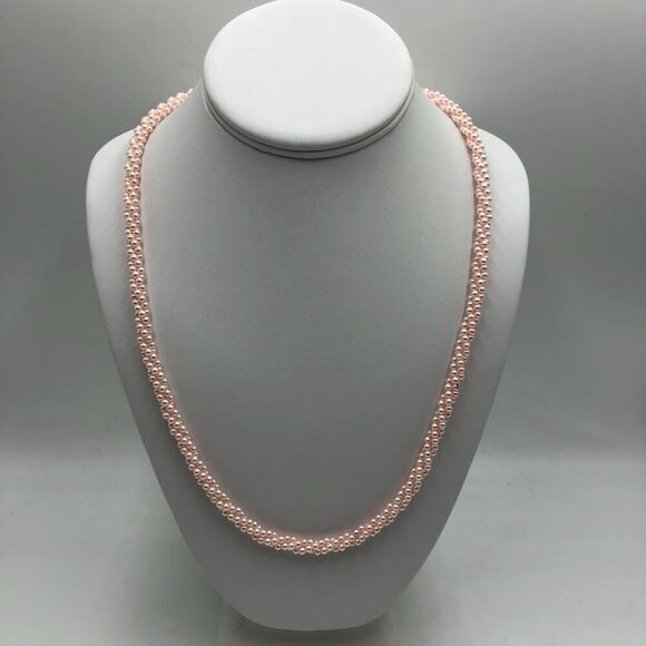Marvella Jewelry - Vintage Marvella Women's Pink Faux Pearl Signed Twisted Multi Strand Necklace